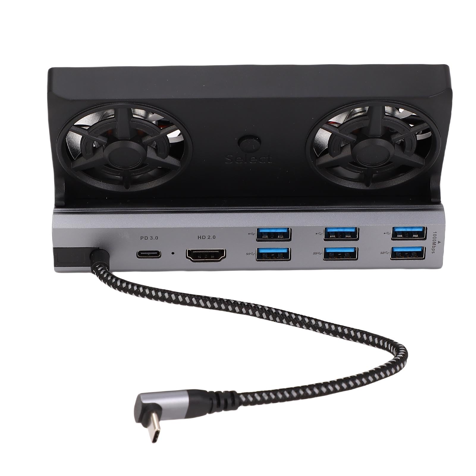 EMUKOEP Docking Station Steam Deck 9 in 1 con Doppia Ventola per Un'esperienza di Gioco Intensa Lega di Alluminio+ABS