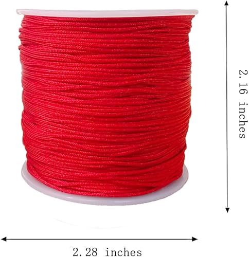 Miniatura 4 de Cuerda de nailon de 109 yardas de 0.031 in para pulseras de macramé, nudos chinos, collares, colgantes, fabricación de joyas (rojo)