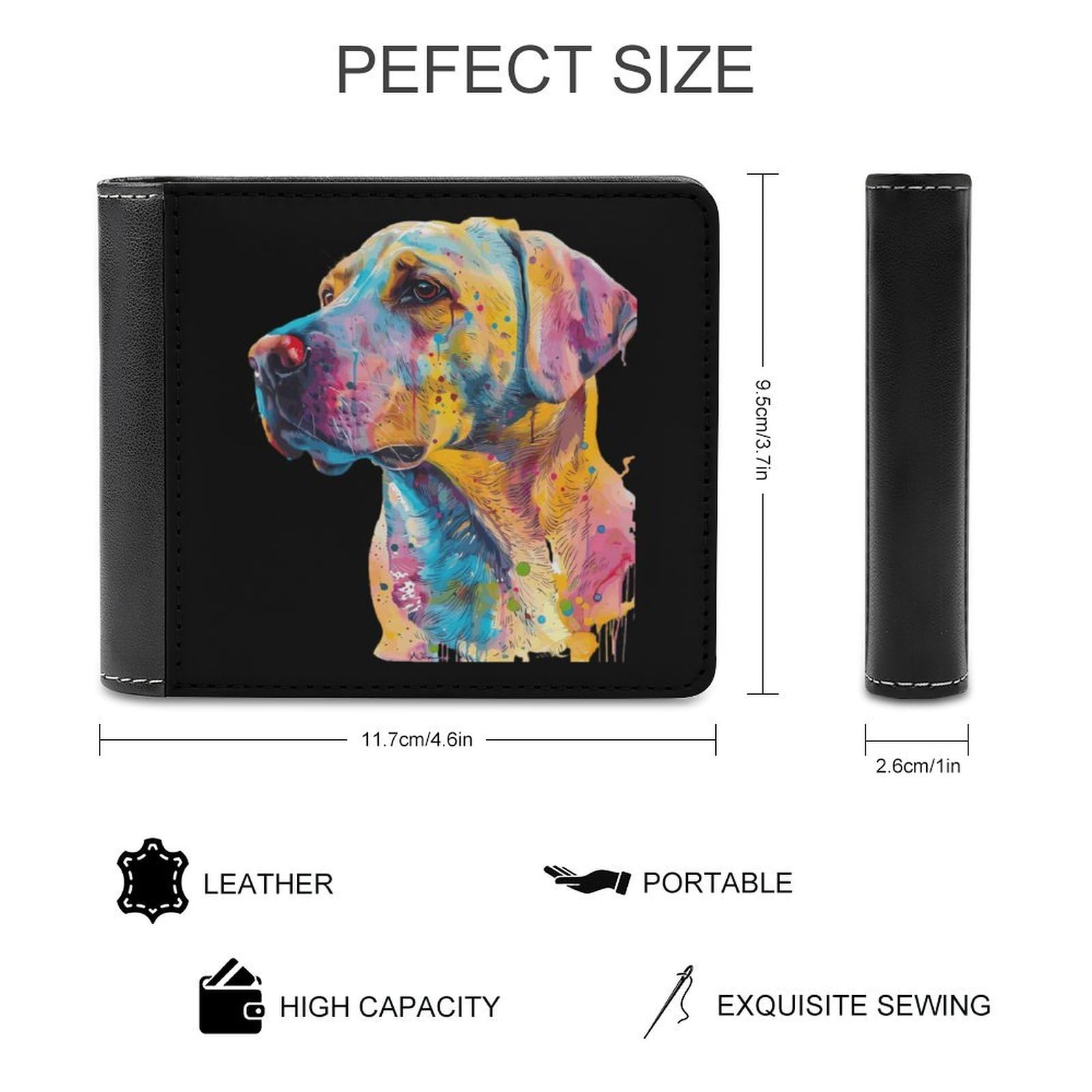 Watercolor Labrador Retriever Funny Men's Slim Bifold Wallet with Multiple Card Slots Front Pocket Purse