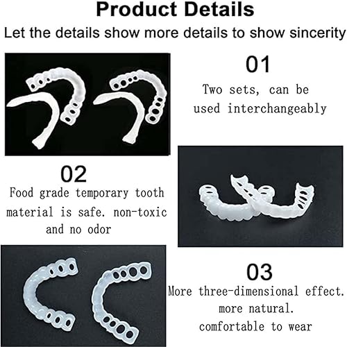 enttgo 2 pares, parte superior e inferior, recupera a confiança do sorriso, natureza e confortável,