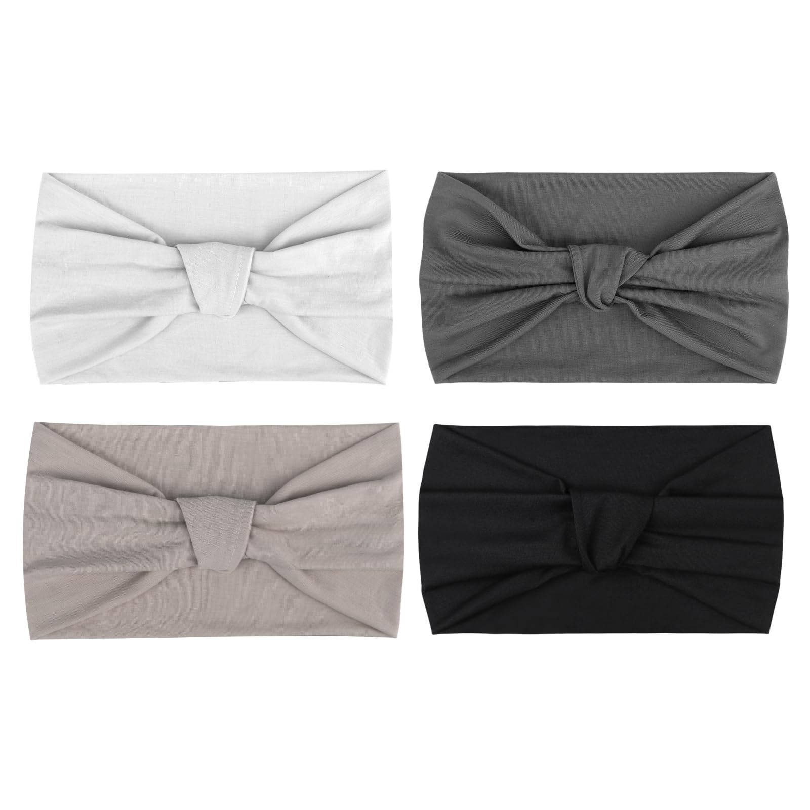 DRESHOW 4 Pack Turban Headbands for Women Wide Vintage Head Wraps Knotted Cute Hair Band Accessories