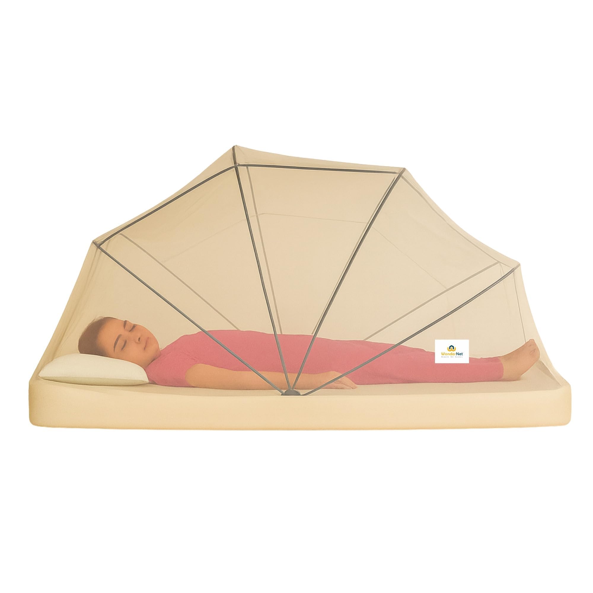 Foldable Mosquito Net for Bed and Floor (Cream, 6 ft X 6 ft (72 inch X 72 inch))-image-12