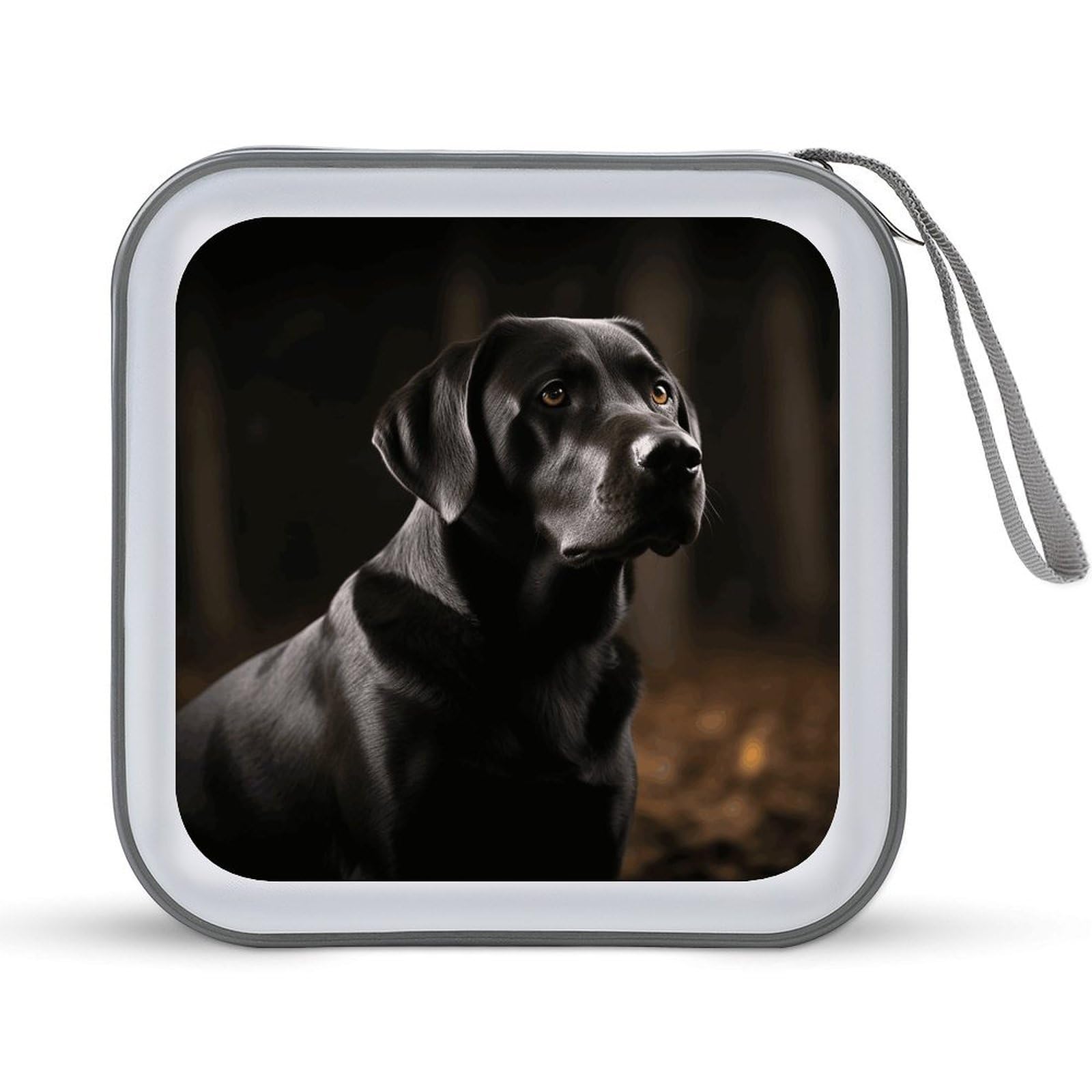 FekiLoot Black Labrador CD Case Portable DVD Case Holder Large Storage Disc Wallet Bag 40 Capacity Hard Plastic Disc Cases Storage Binder DVD Case Wallet for Car Home Travel