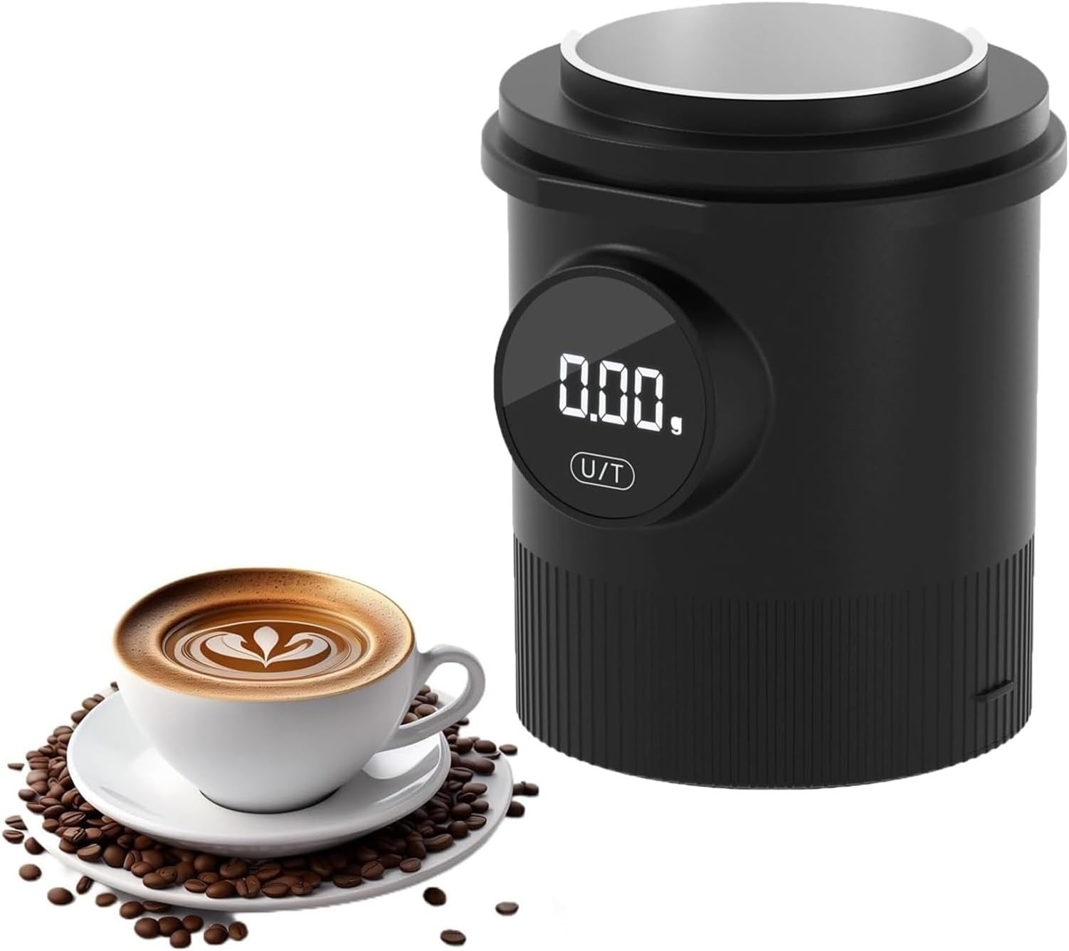 Silver Digital Espresso Dosing Cup with Electronic Scale, 500G Capacity, LED Display, G/Oz Conversion, Fits 58Mm Standard Portafilters for Drip & Pourover Coffee(Black)