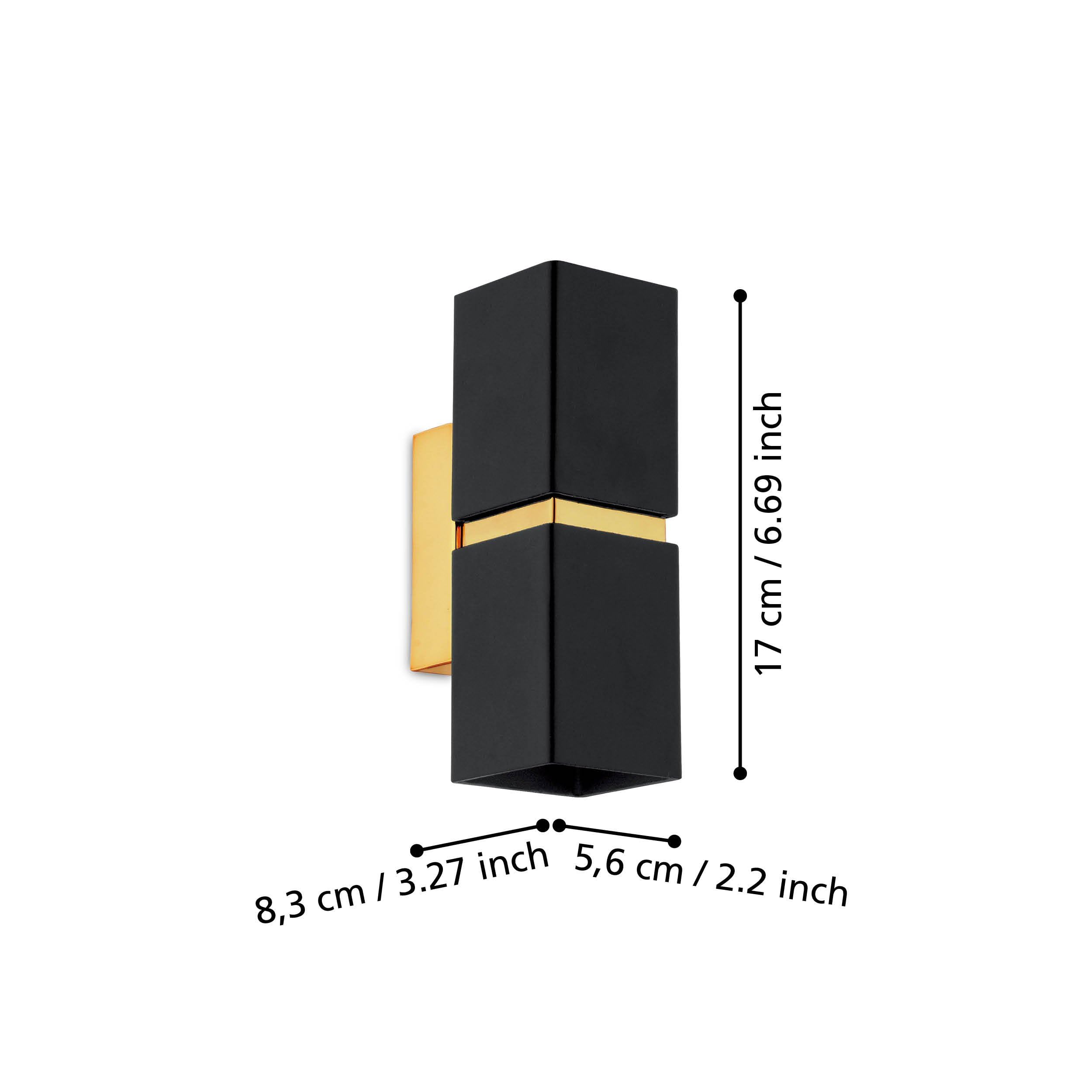 Eglo LED Aplique Passa, lámpara de pared 2 luces, foco interior metal negro