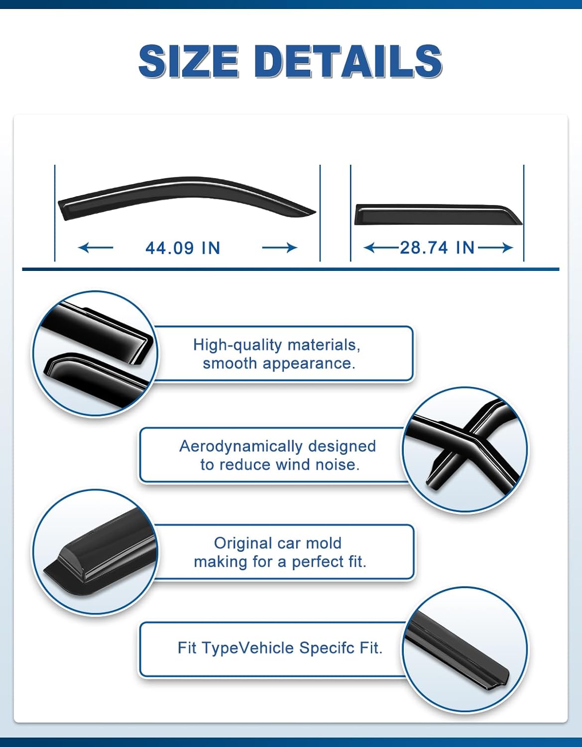 Tape-on Rain Guards Fit for Toyota 4Runner 2025 2026, Extra Durable Window Visors Vent Visors Vent Shades Wind Deflector Dark Smoke Car Tape-on with Thicker 4PCS