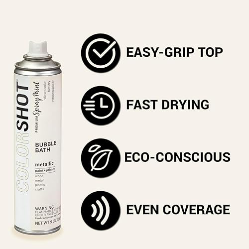 Miniatura 2 de COLORSHOT Pintura en aerosol metálica para baño de burbujas (blanco) 9 oz. Paquete de 4