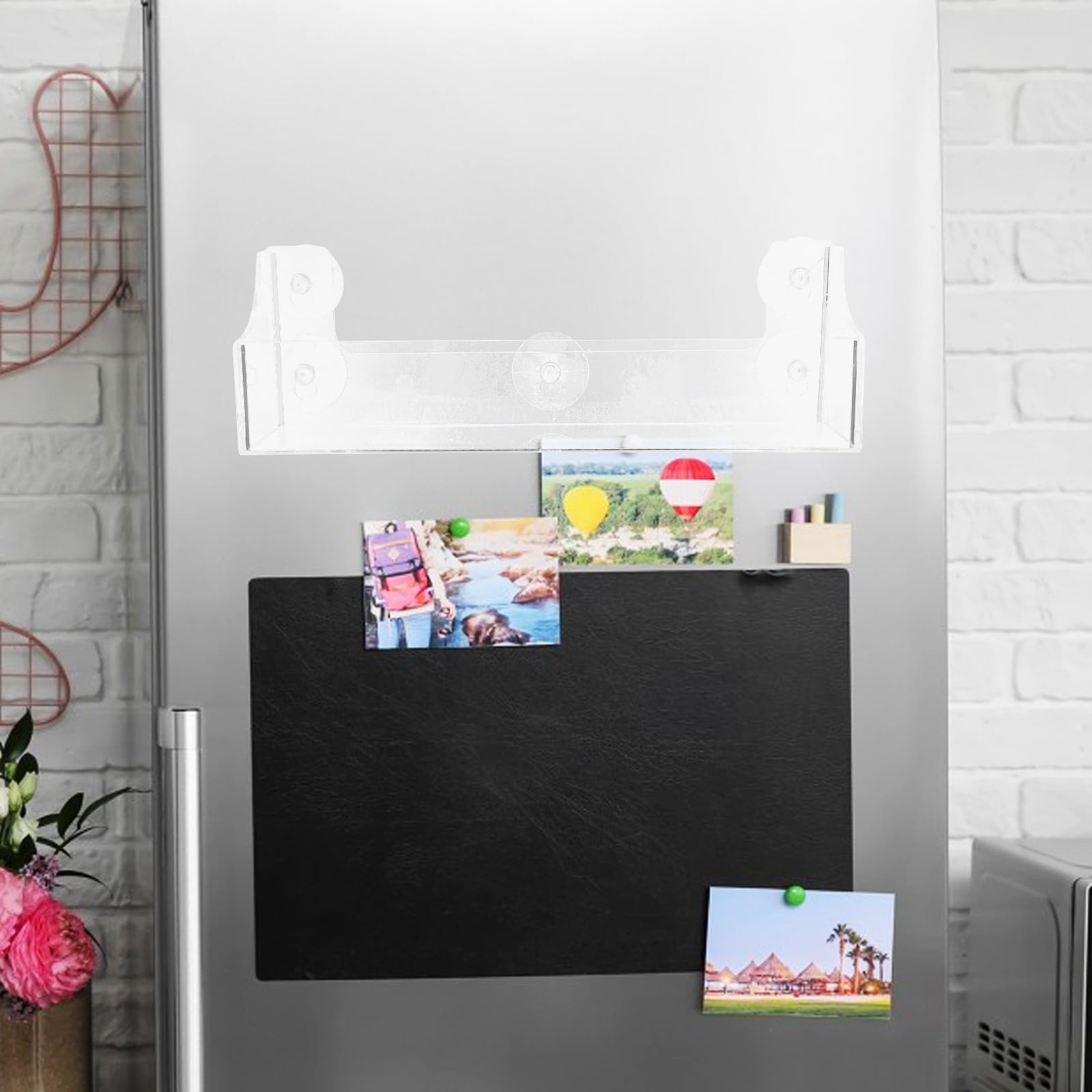 Kühlschrank Organizer aus Transparentem Acryl mit Starkem Saugnapf Aufbewahrungsregal für Gewürze und Getränkedosen Platzsparend für Küche und Kühlschrank