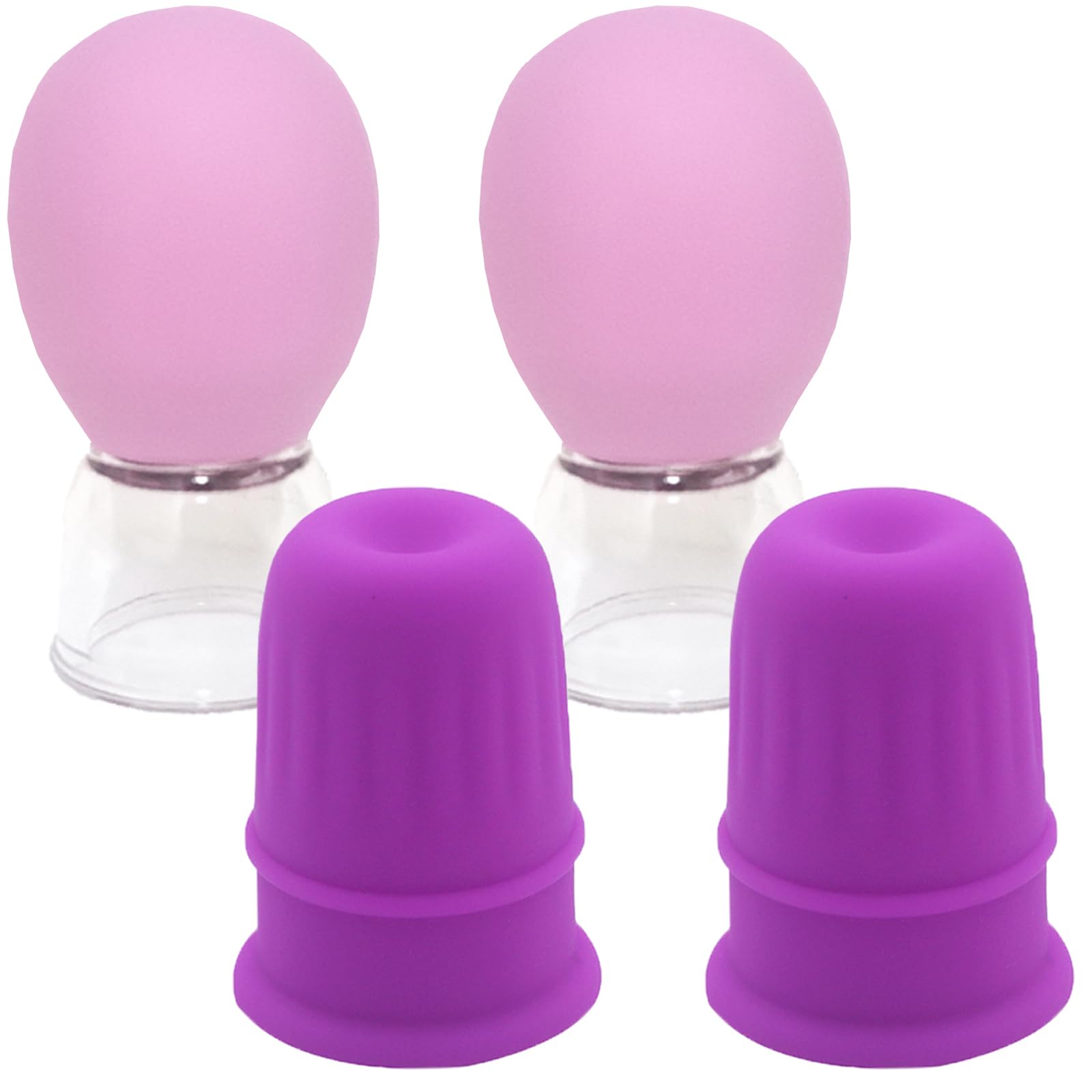 Jesakmie 4pcs 2 Size Pink Silicone Nipple Corrector Suction Cups - Nipple Inverted, Flat and Shy Nipples, Breastfeeding Mom Women (2Pink 2Purple)