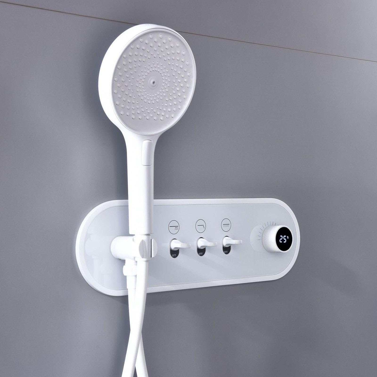 Set doccia a scomparsa con display digitale della temperatura, soffione doccia a pioggia a 2 funzioni e combo portatile, kit valvola doccia