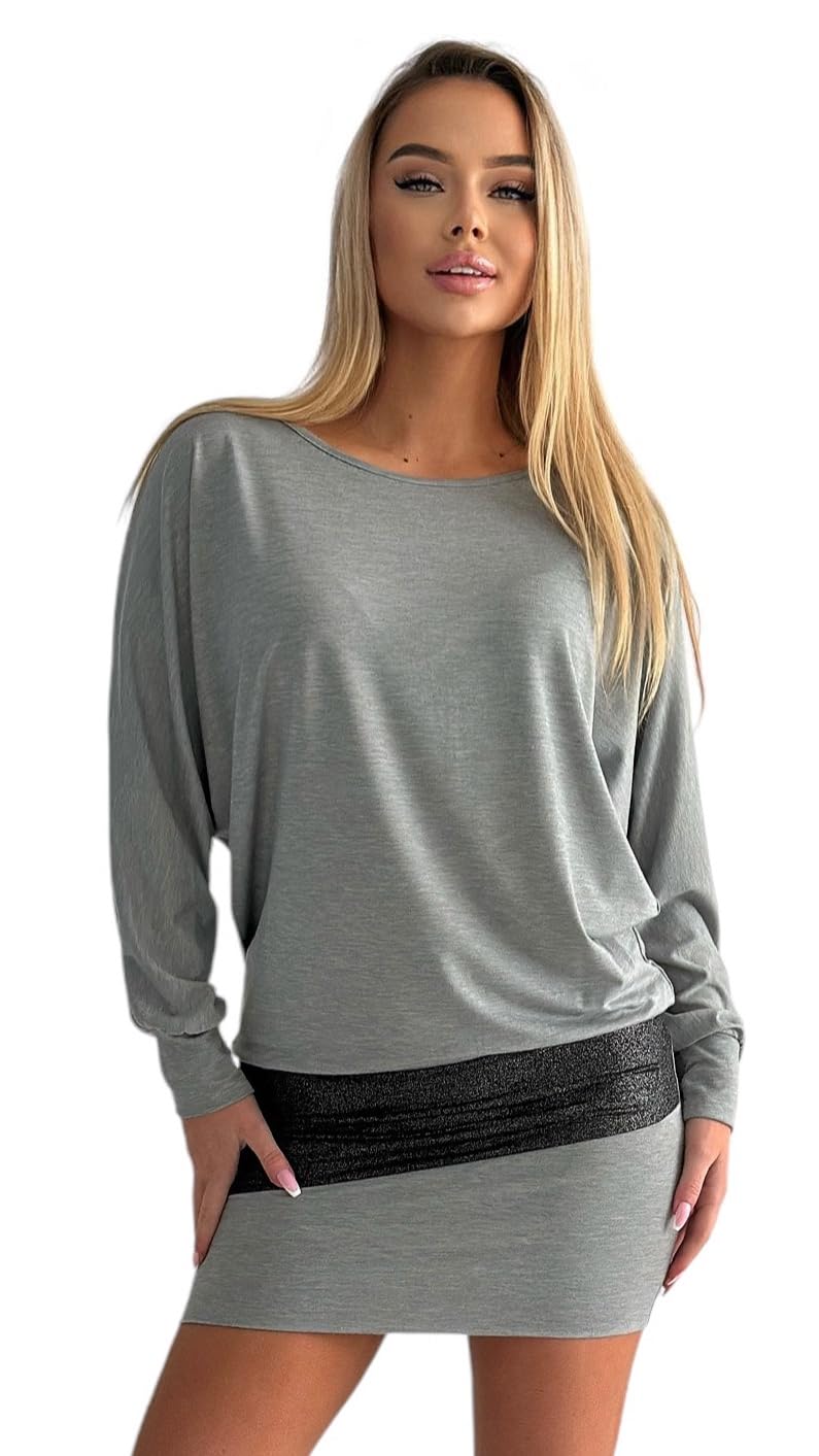 Mississhop Damska minisukienka odświętna błyszcząca sukienka sweter tunika S M L XL XXL