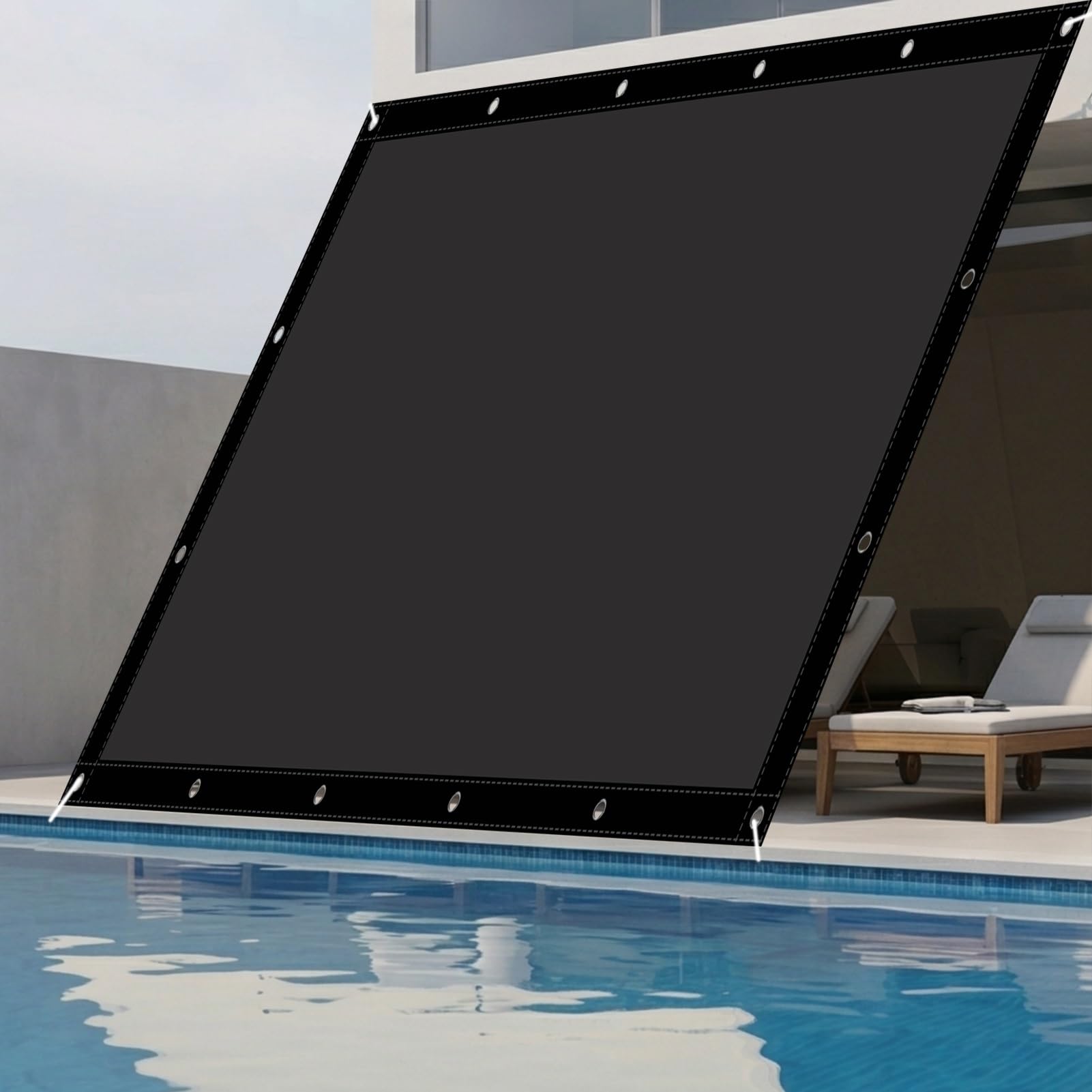 Żagiel zacieniający prostokątny 220 x 490 cm wodoodporny żagiel przeciwsłoneczny zewnętrzny taras z liną mocującą na taras balkon patio do ogrodu, czarny
