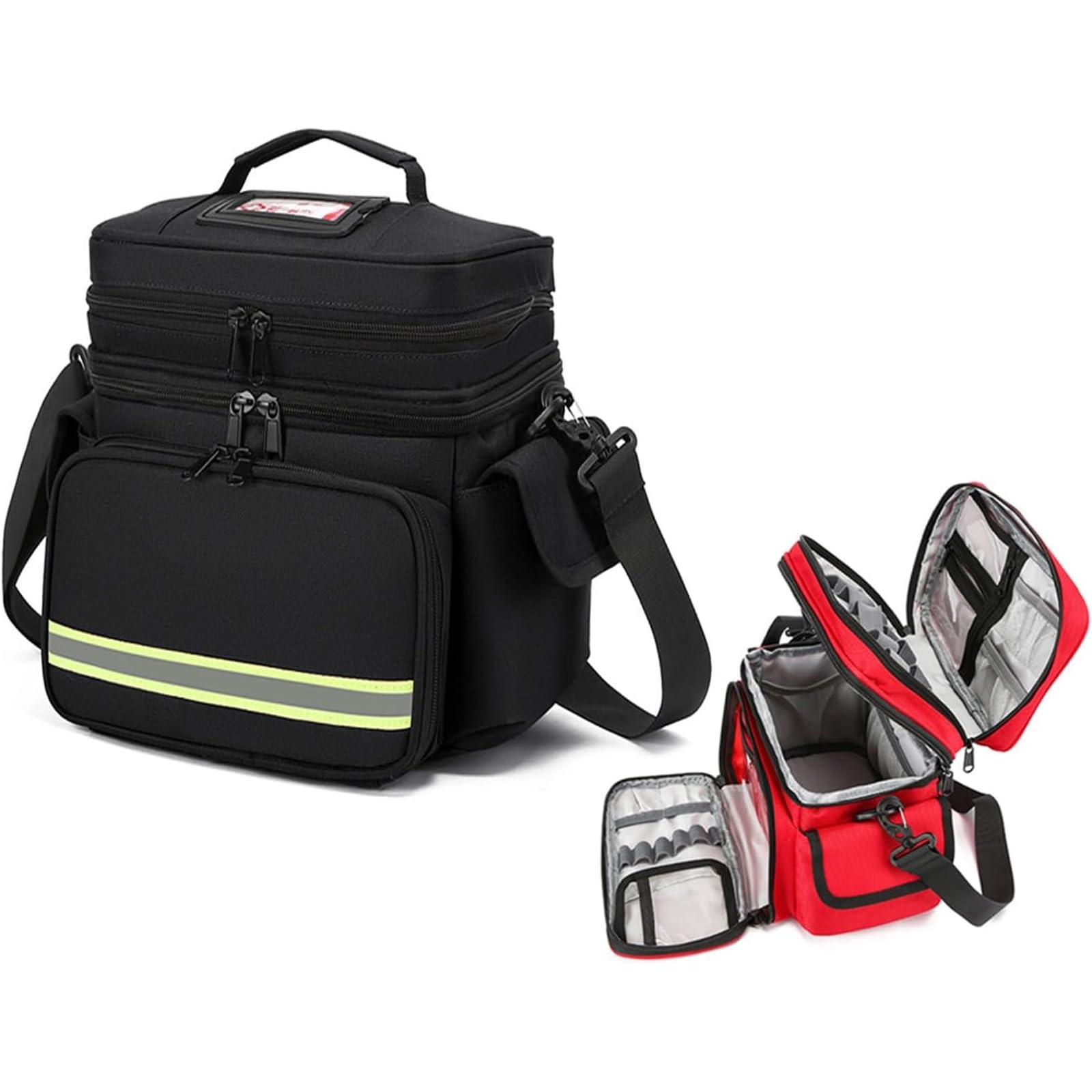 Bolsa De Primeros Auxilios Vacía Profesional, Bolsa Táctica Médica De Primeros Auxilios Con Múltiples Bolsillos, Doble Capa Y Duradera, Bandas Reflectantes Y Viaje Seguro, Para Médicos De Enfermería.
