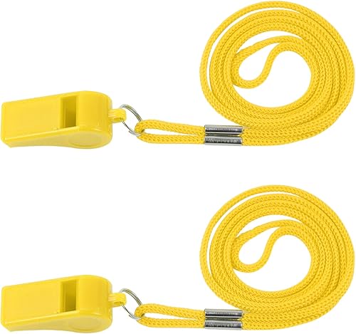 Miniatura 6 de Plume'CHJ Silbato, 2 paquetes de silbatos deportivos de plástico con cordón, silbato de sonido fuerte y nítido ideal para entrenadores, árbitros y