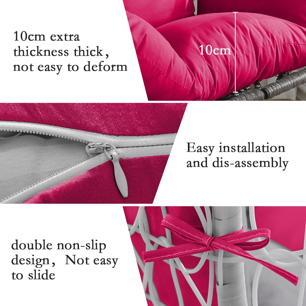 Warmiehomy Cojín para silla de columpio, cojín suave para colgar en el patio con almohada para colgar huevos en interiores al aire libre, silla de canasta, cojín para silla de huevo, color magenta