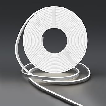White Led Strip Lights, 16.4ft/5m Neon Rope Light, 12V 6000K Flex Waterproof Neon LED Strip LED Rope Light for Kitchen Bedroom Indoor Outdoor Decoration Power Adapter not Included