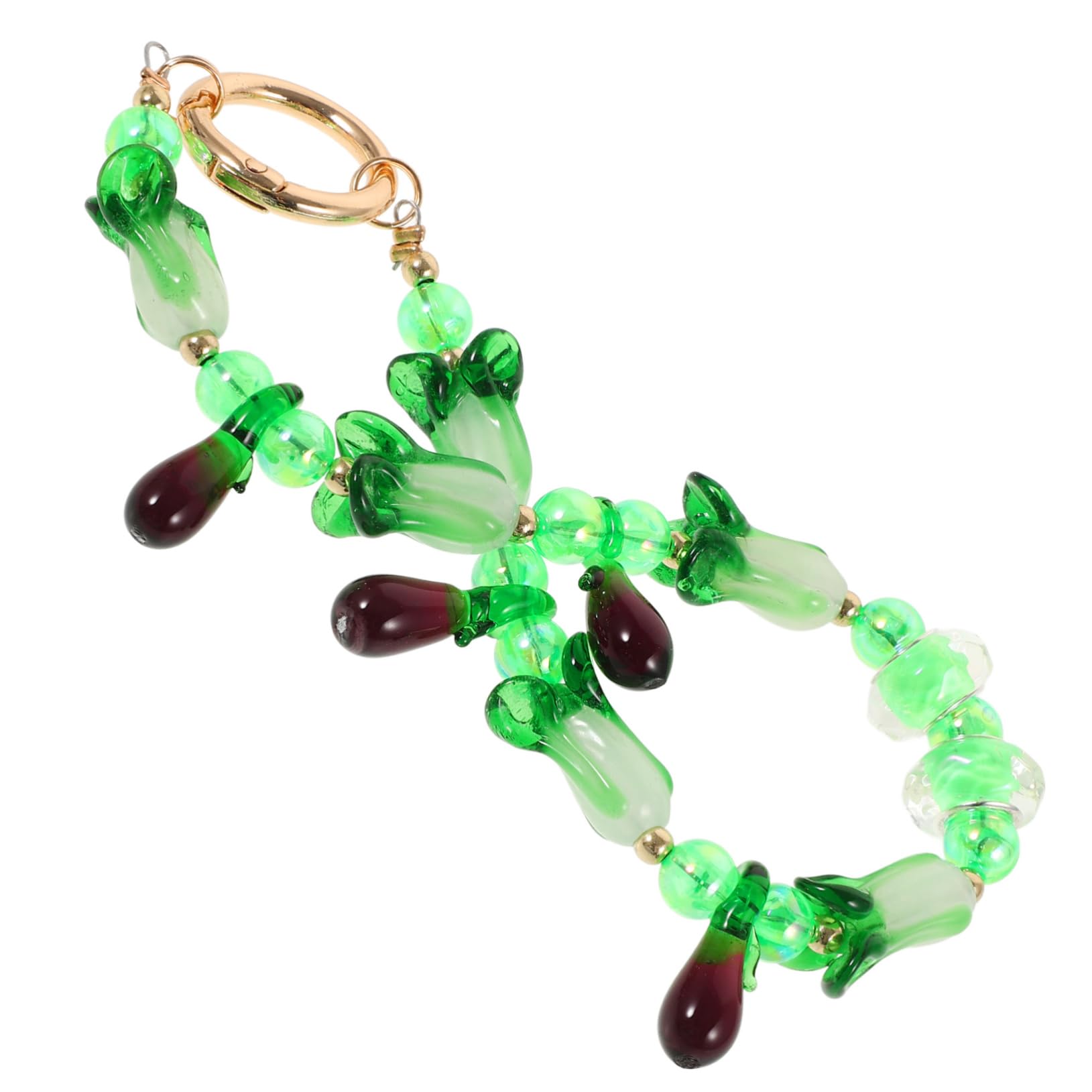 SHINEOFI Ciondolo con perline di melanzane portachiavi a catena ciondolo vegetale simulato oggetto decorativo di natale portachiavi con perline portachiavi per auto