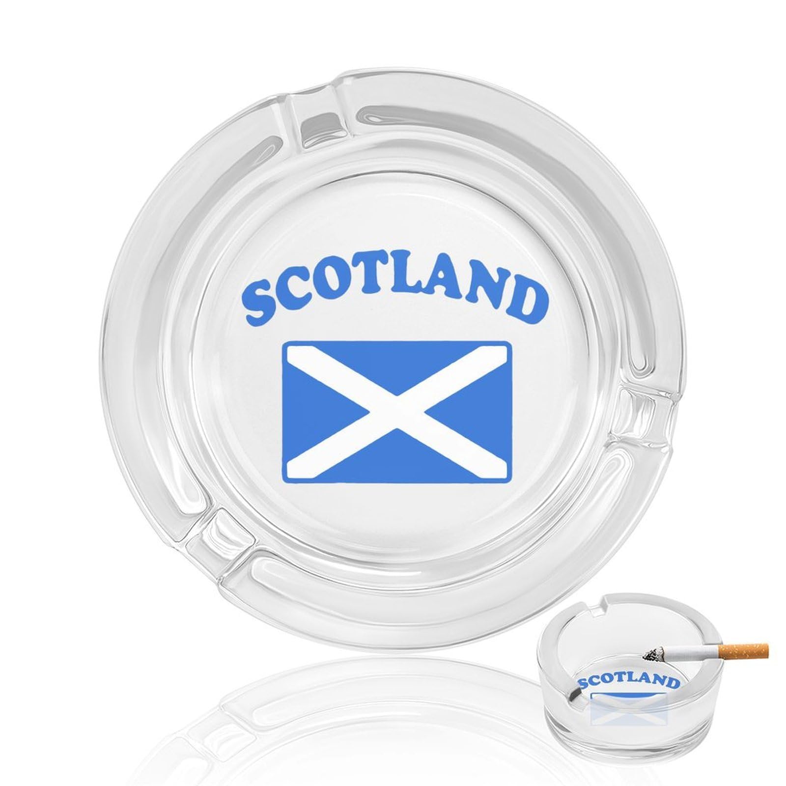 Nclqvjxzkhw Style Flag Of Scotland Glass Ashtray Round Ash Tray Smoking Trays For Home Garden Outdoor