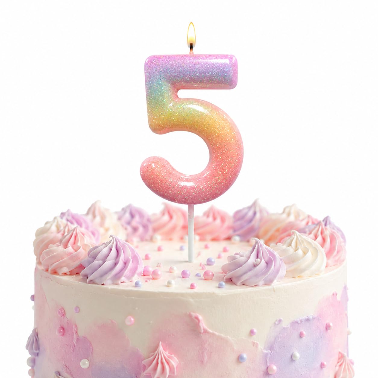 Wanna Party Glitter Colorful 5th Birthday Candle, Number 5 Cake Candle Cake Toppers for Girl Women, Glitter Colorful Themed Party Decorations Supplies Birthday Gifts-image-21
