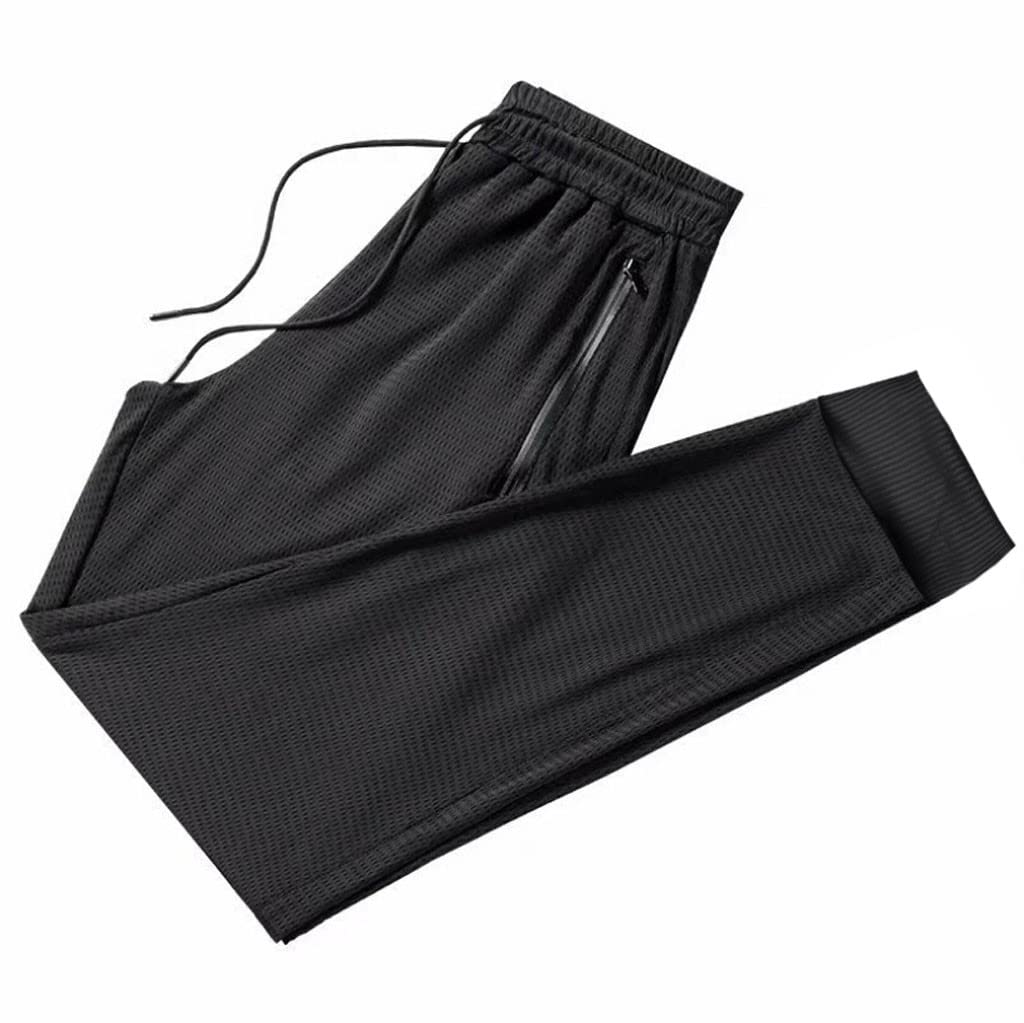 Mens Lightweight Sweatpants with Zipper Pocket Mesh Breathable Athletic Pants Workout Athletic Running Tapered Pant
