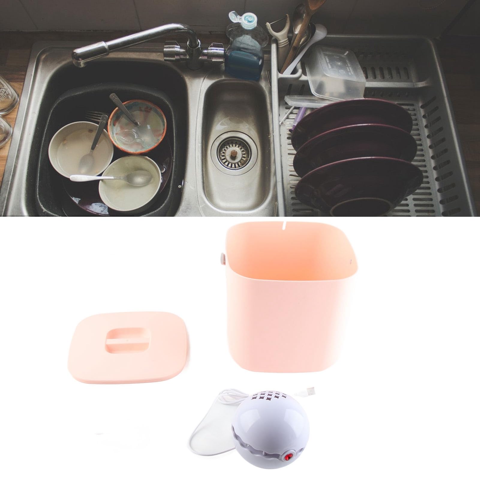 Mini Lavavajillas USB, agua Limpieza profunda para pequeños hogares (agua rosa)