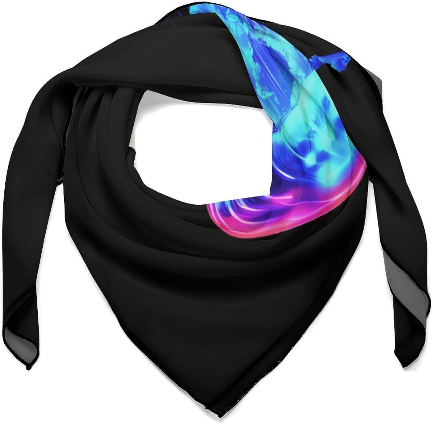 Jellyfish Blue Like Silk Bandanas Womens Head Scarf 27 Inch Hair Scarves Funny Printed