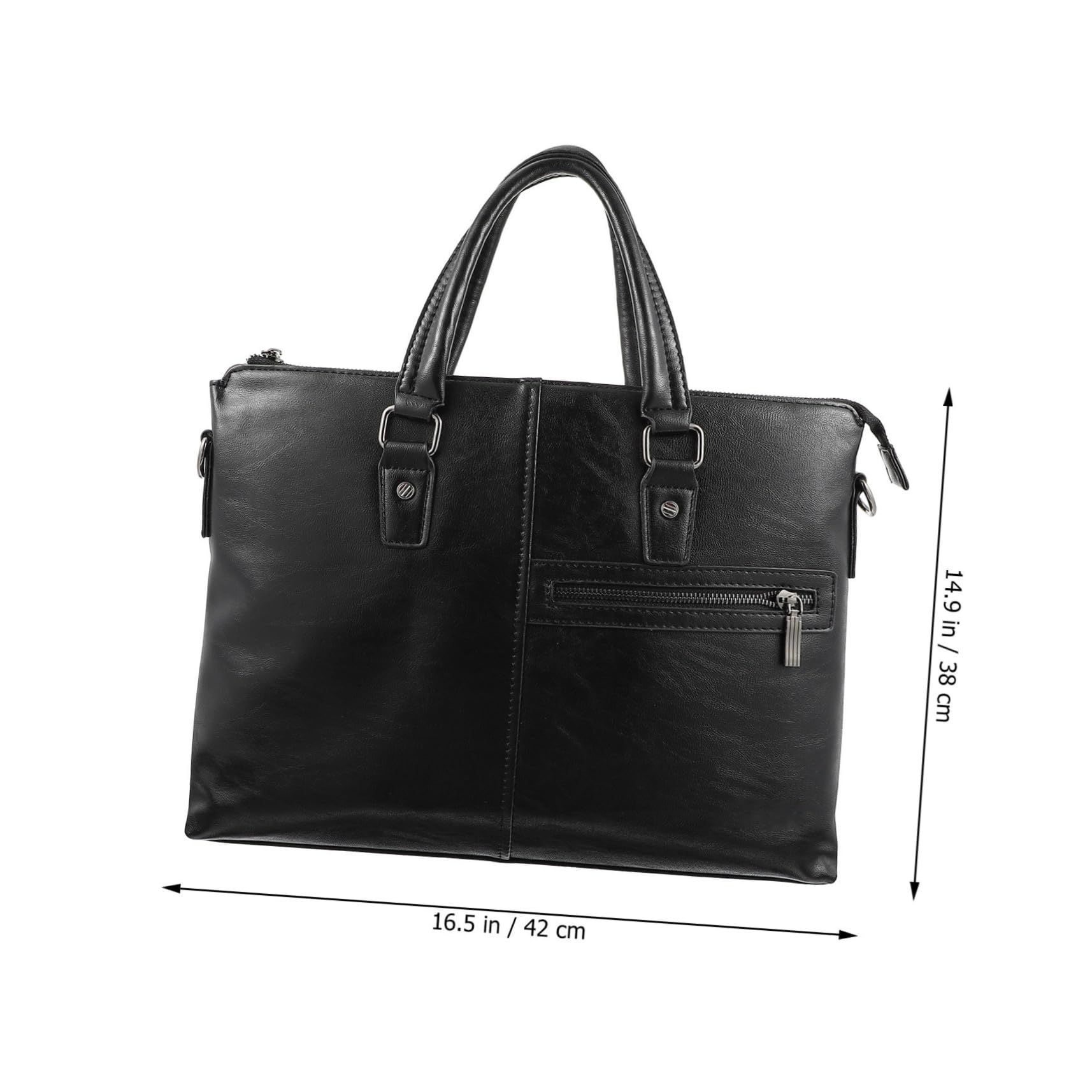 Valigetta Porta Laptop Grande in Pelle Pu Nera Doppio Manico