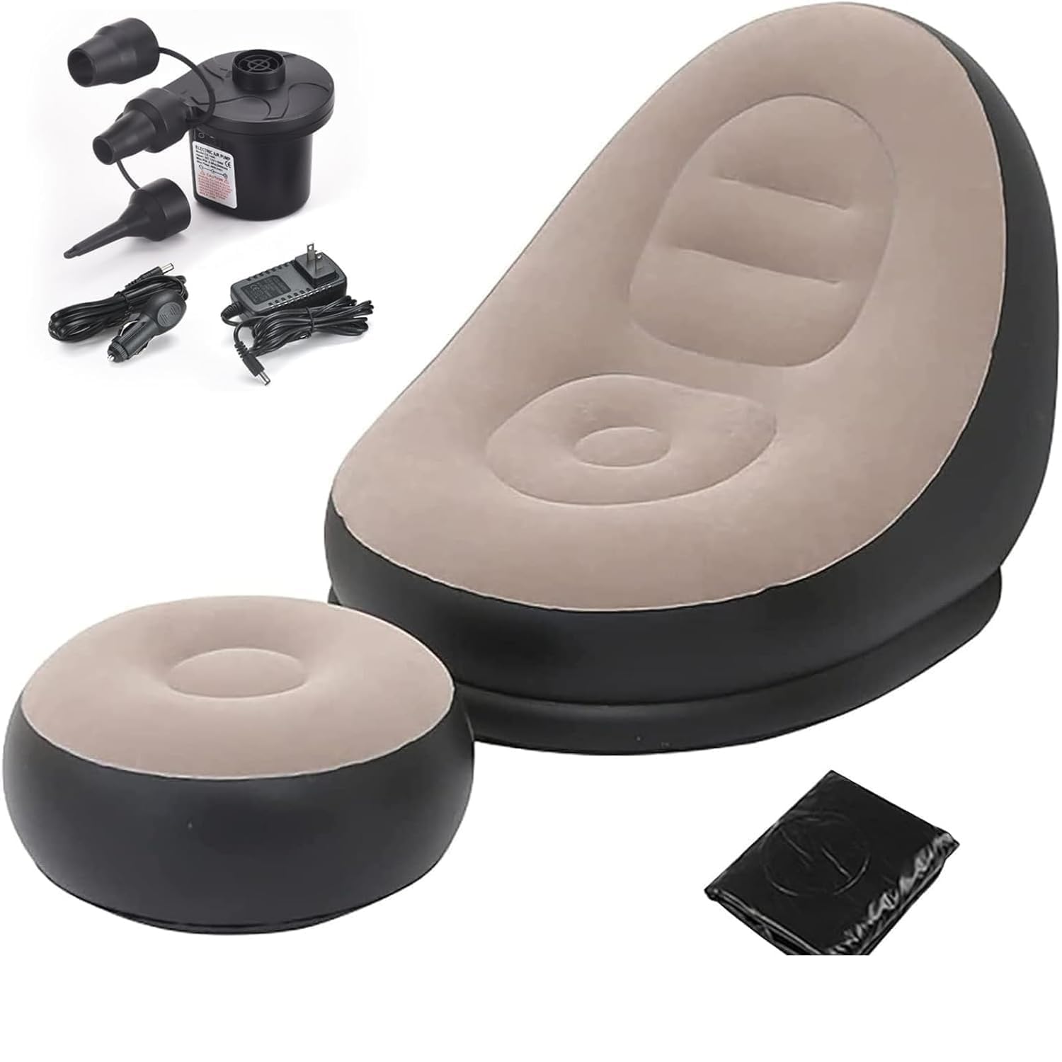 Inflatable Sofa with Air Pump & Footstool | Comfortable Air Couch Chair for Indoor & Outdoor Use | Portable Lounge Seat for Living Room, Bedroom, Balcony, Garden, Office & Camping-image-40