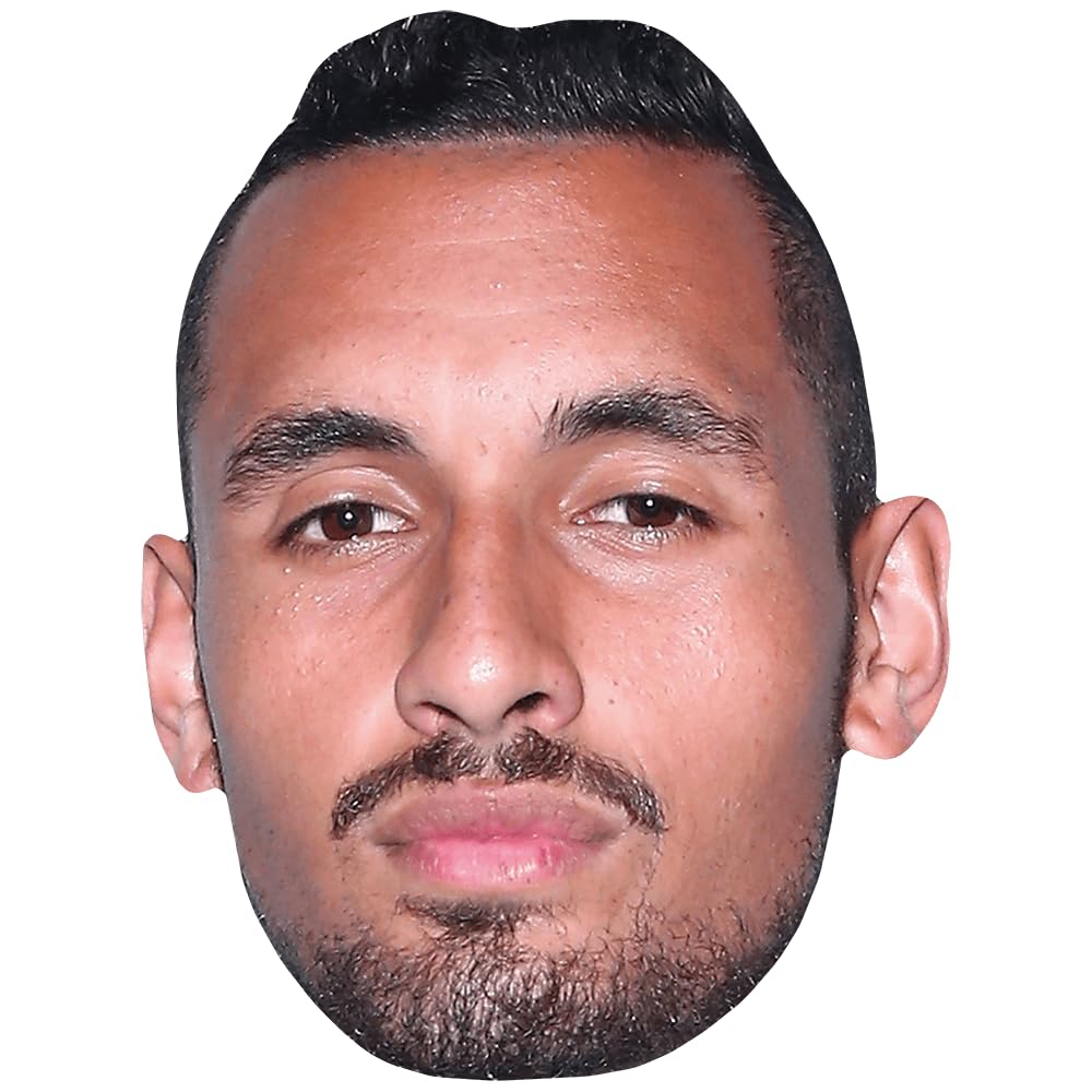 Celebrity Cutouts Lifelike Nick Kyrgios (Beard) Celebrity Mask, Flat Card Face, Fancy Dress Mask