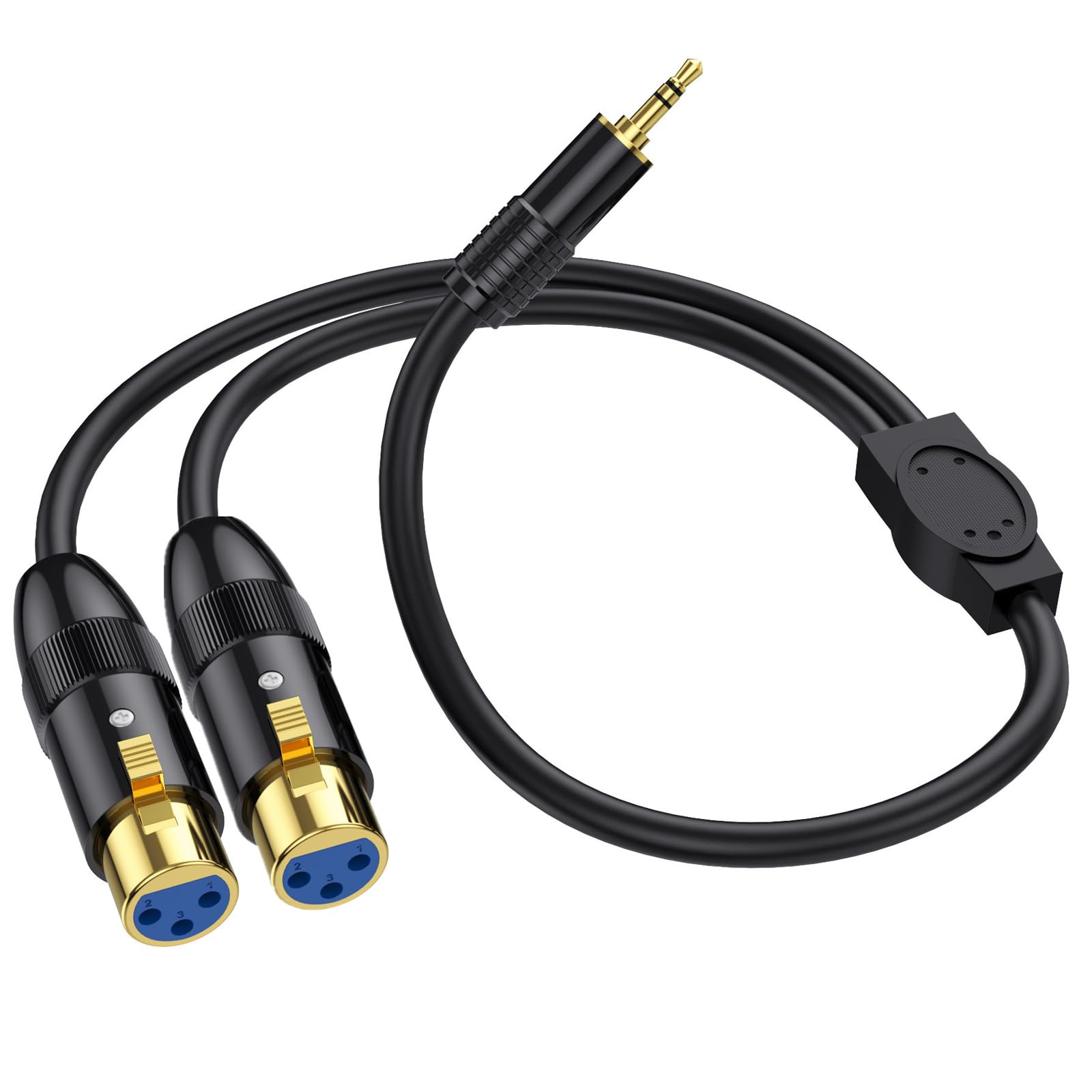 MOTONG XLR-Mikrofonkabel, vergoldeter Stecker auf Dual-XLR-Buchse, unsymmetrisches Verbindungskabel für Mikrofon, Soundkarte, Camcorder und mehr, 0,5 m (Stecker auf Buchse)