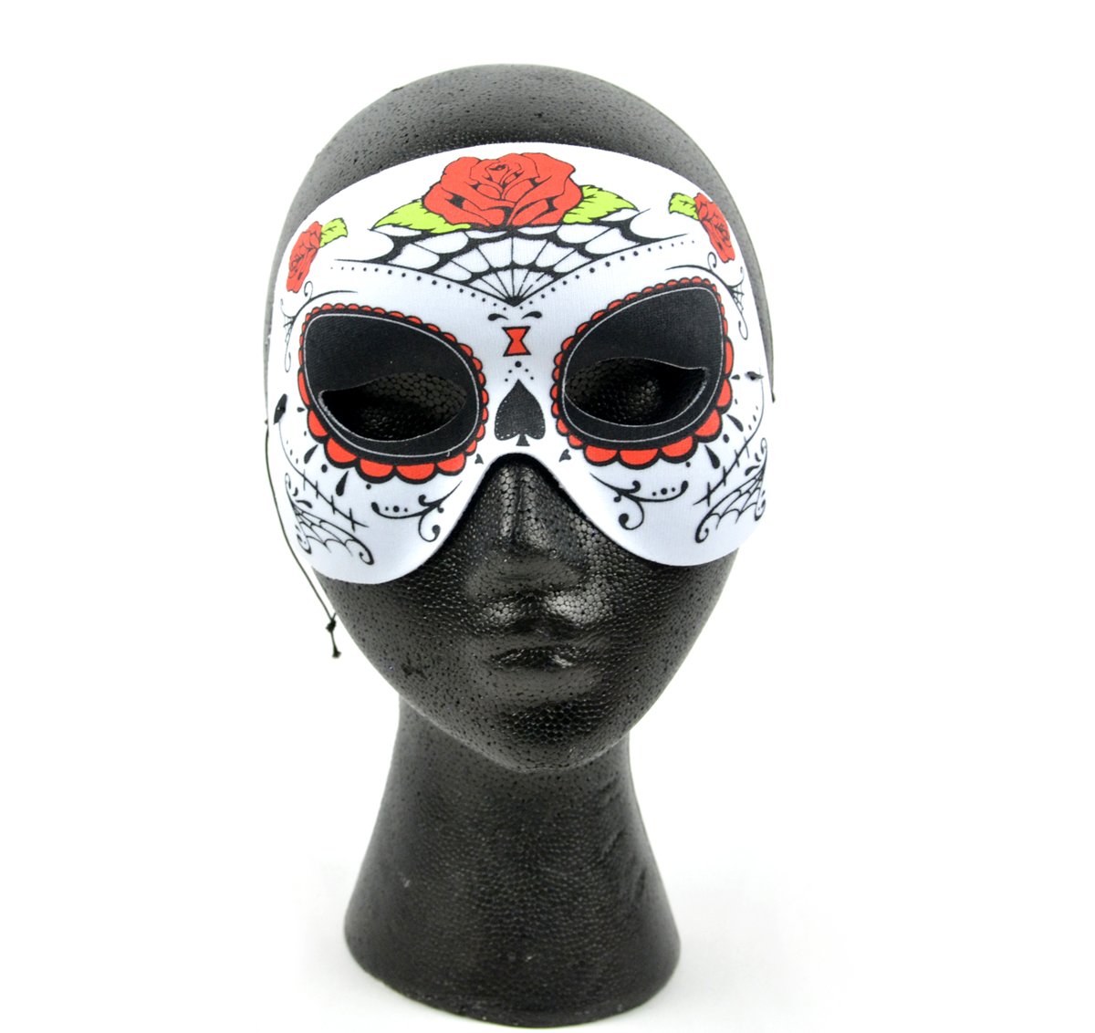 Mask-It 76108 Mask-It (Mau63) Mask-It Day of The Dead Spider Web & Rose Half Mask 6" 1Pc