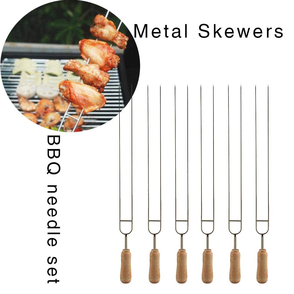 Durevole 6PCS Acciaio Inossidabile a Forma di U Barbecue Brasatura Forchetta Ago Barbecue Spiedini per Grigliate Spiedino in Metallo Doppi Fori Strumenti per Barbecue per Barbecue da Giardino all'ap