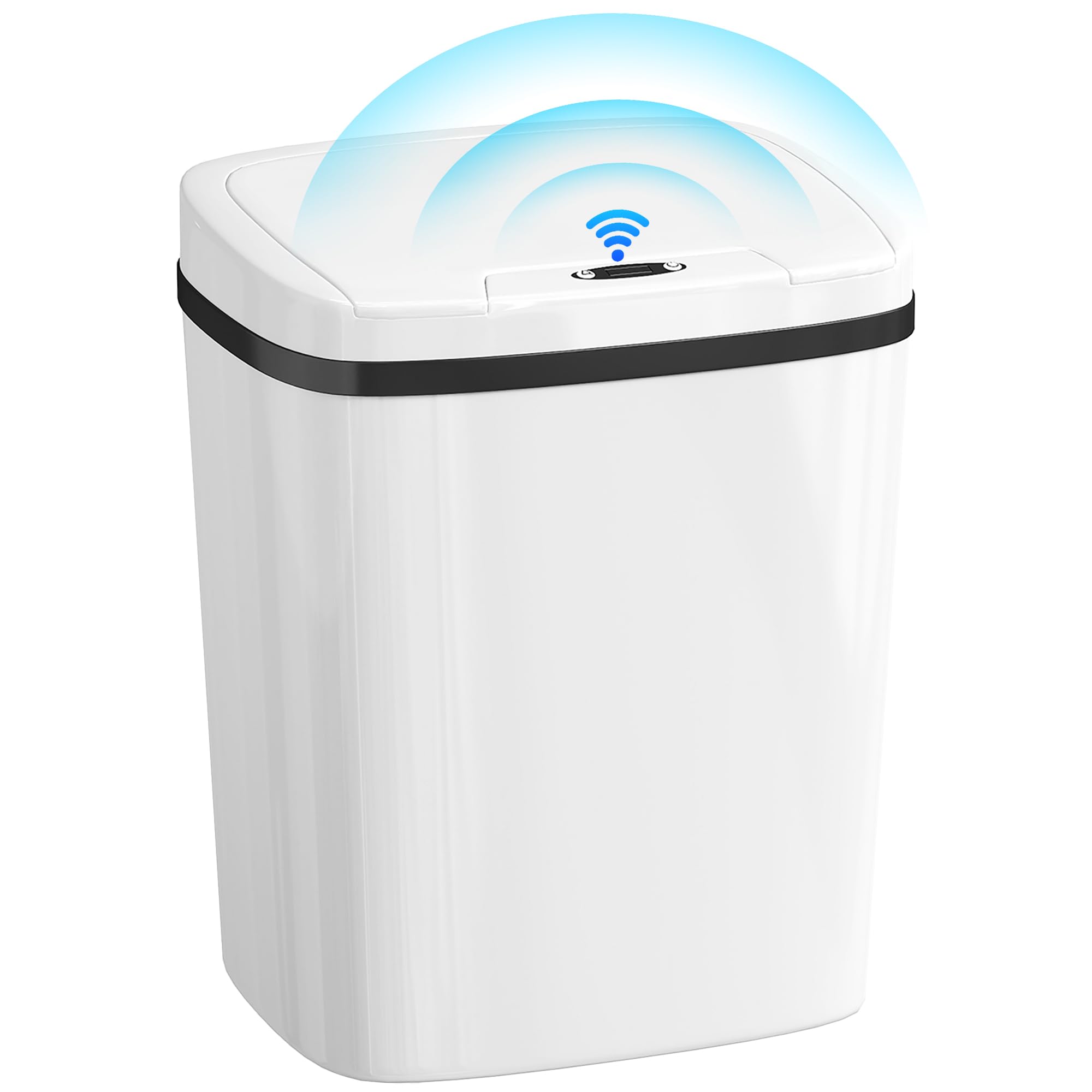 HOMCOM 15L Sensor Bin, Automatic Touchless Kitchen Bin with Dual-Mode Opening, Easy Clean, Battery Operated for Home Office, Bedroom, Bathroom, White