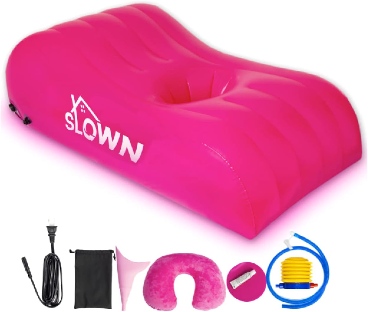Slown BBL Bed - Inflatable BBL Mattress with Hole After Surgery for Butt Sleeping, Brazilian Butt Lift Recovery, BBL Bed with Hole with Built-in Electric Air Pump, Neck Pillow and Urination Device