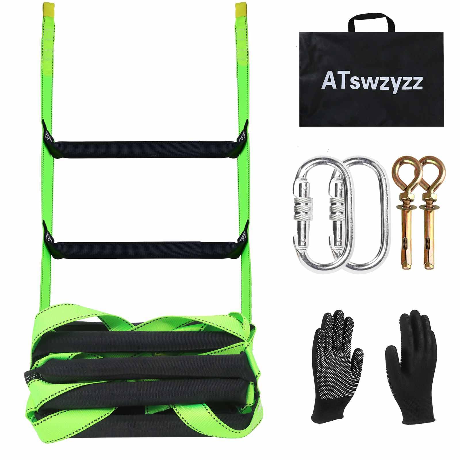 Emergency Fire Escape Ladder,Flame Resistant Safety Rope Ladder with Hooks 13FT/16FT/26FT/32FT/49FT,Fast to Deploy,Easy to Store Withstand Weight up to 1300 pounds (16FT)-image-14