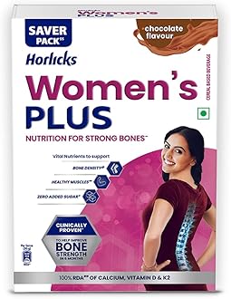 Horlicks Women's Plus Chocolate Nutrition Drink 400 g Refill Pack, Nutrition for strong Bones with 100% daily Calcium & Vitamin D - No Added Sugar