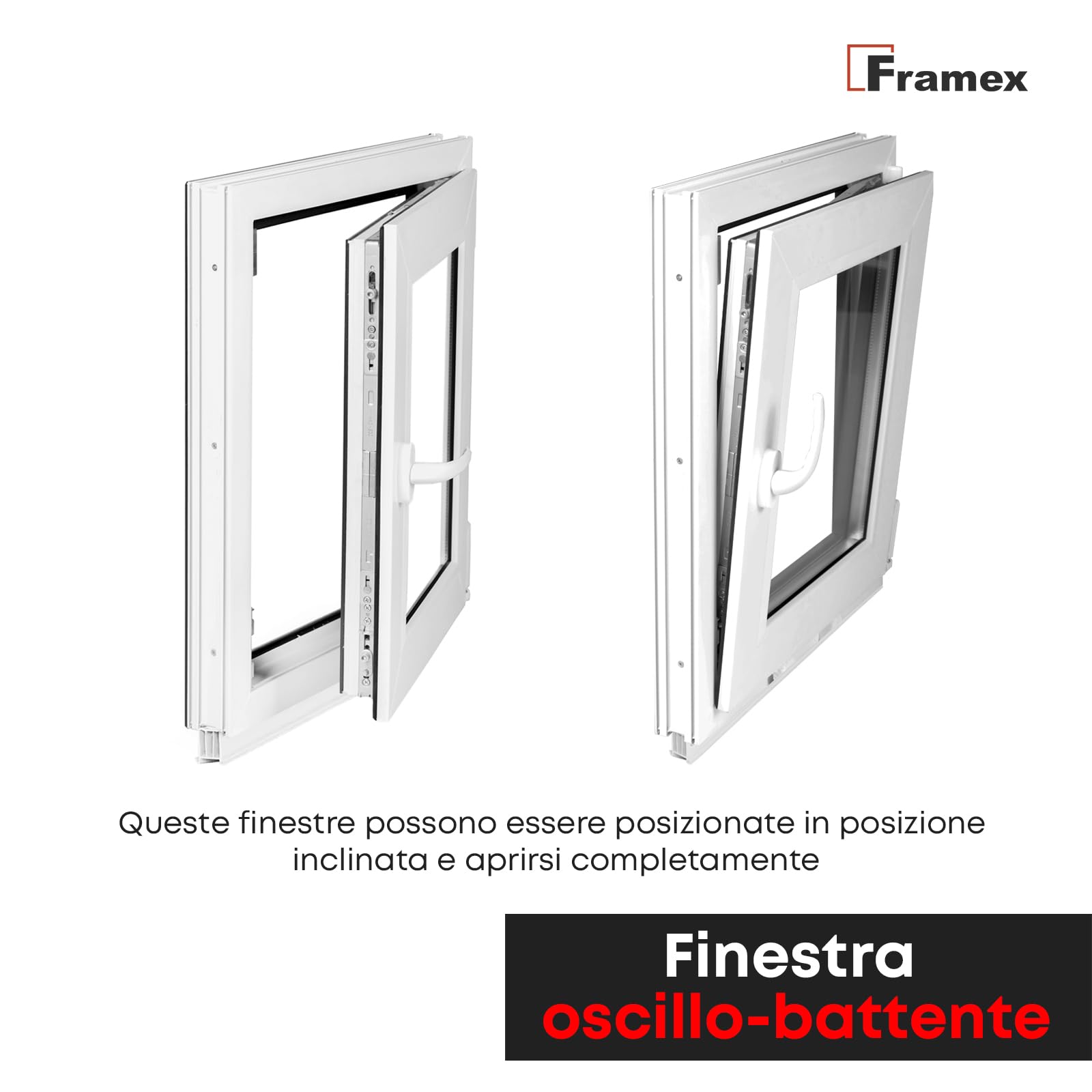 Framex Finestra in Plastica Bianca, Larghezza x Altezza 60 x 75 cm (600 x 750 mm), Triplo Vetri (32 mm), Anta-Ribalta, Girevole DIN Destra – Premium