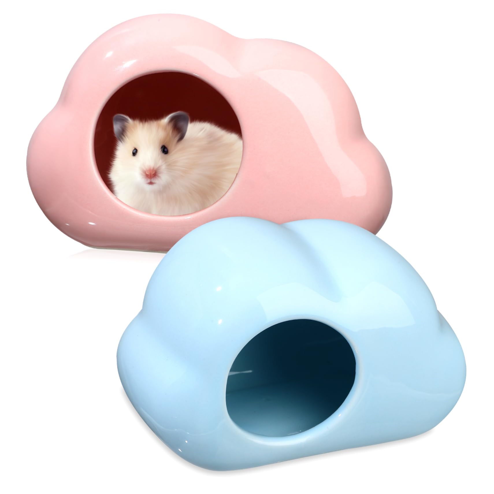BESPORTBLE 2 Stück Keramik Haus Hamster in Wolkenform Sommer Kleintierversteck mit Kühlfunktion zur Verbesserung der Schlafqualität aus Keramik
