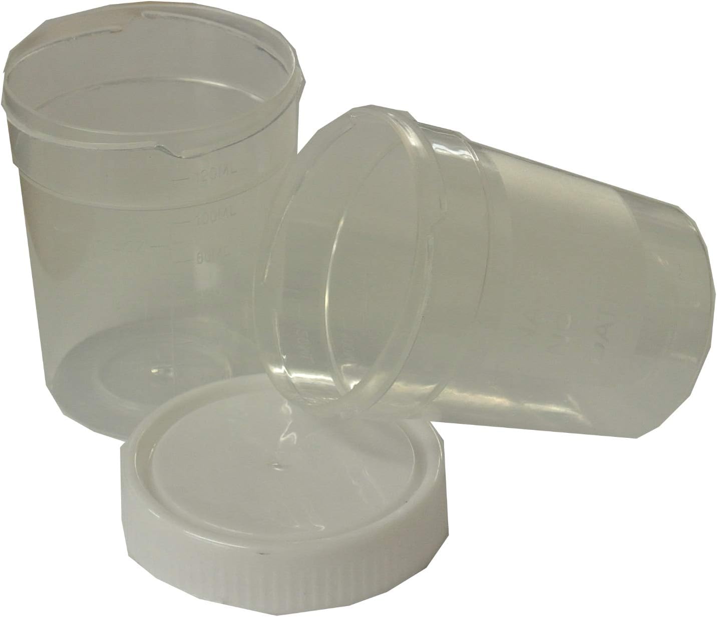 50 x 120mL Urine Sample Test Collection Cup/Pot/Bottle - with Screw on Lid