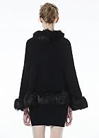 Vista 3 de BEAUTELICATE Chal de piel sintética con gancho para novia, boda de invierno Negro