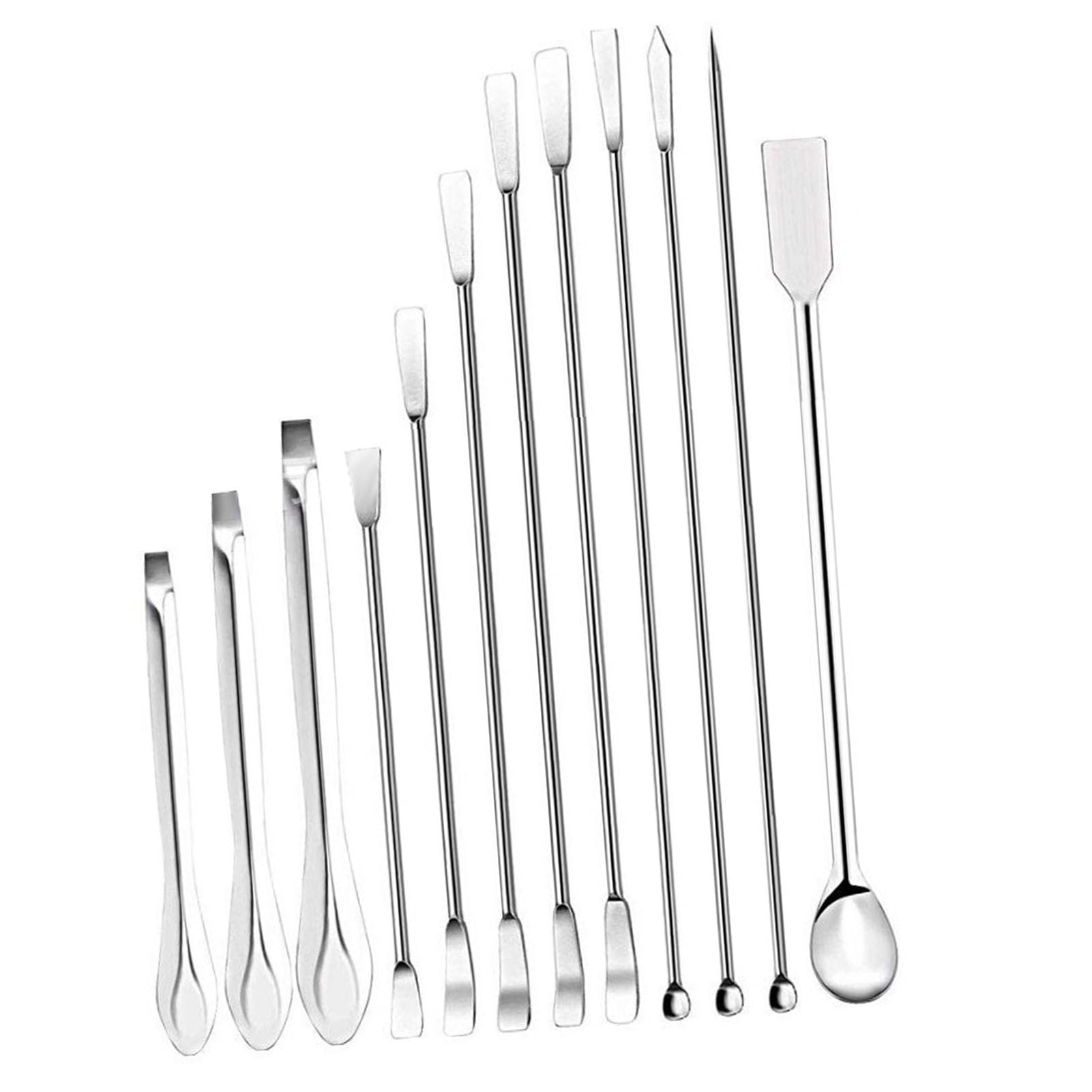 12Pcs La Spa 304 Stainl Steel Multifunctional Sampling Scoop Experiment Supplies Includes 12 Different Each S Handle with Flat Spoon This to of