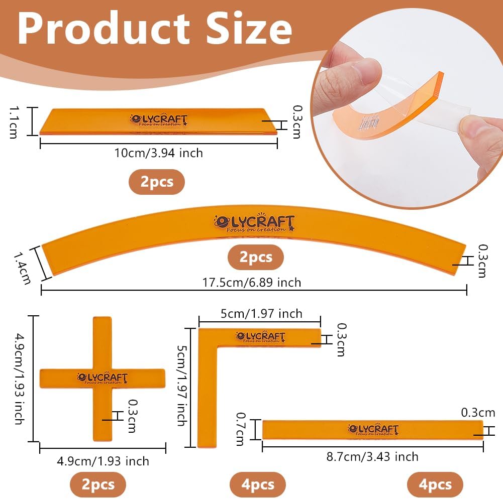 OLYCRAFT 14pcs/1 Set Deployment Zone Template Orange Acrylic Ruler Objective Makers Set Acrylic Rulers Measuring Widget Tool Objective Marker Gaming Accessory for Tabletop Wargames Templates Set