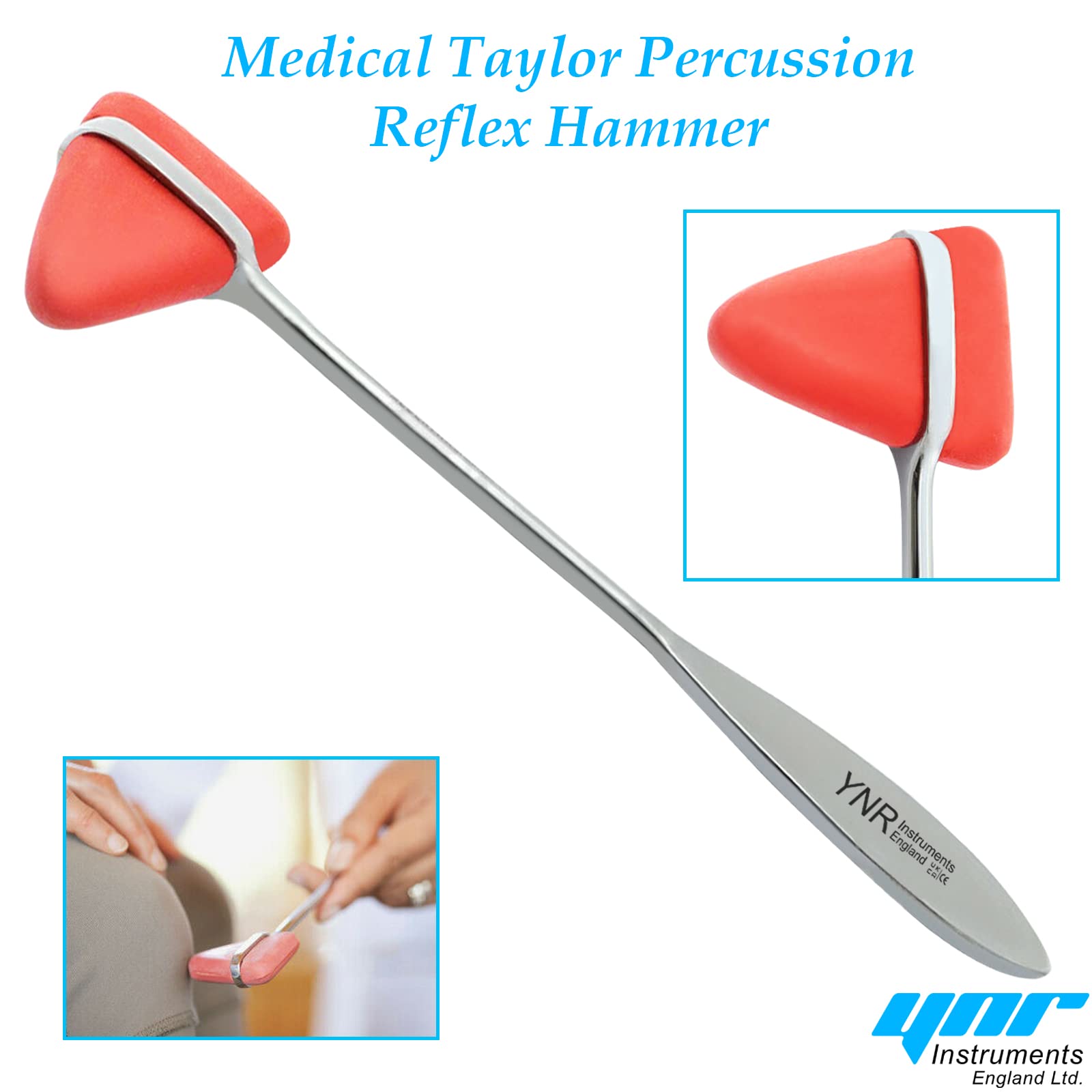 YNR® TAYLOR PERCUSSION REFLEX TENDON HAMMER PHYSIOTHERAPY SUPPLIES HEAD CE (Silver)