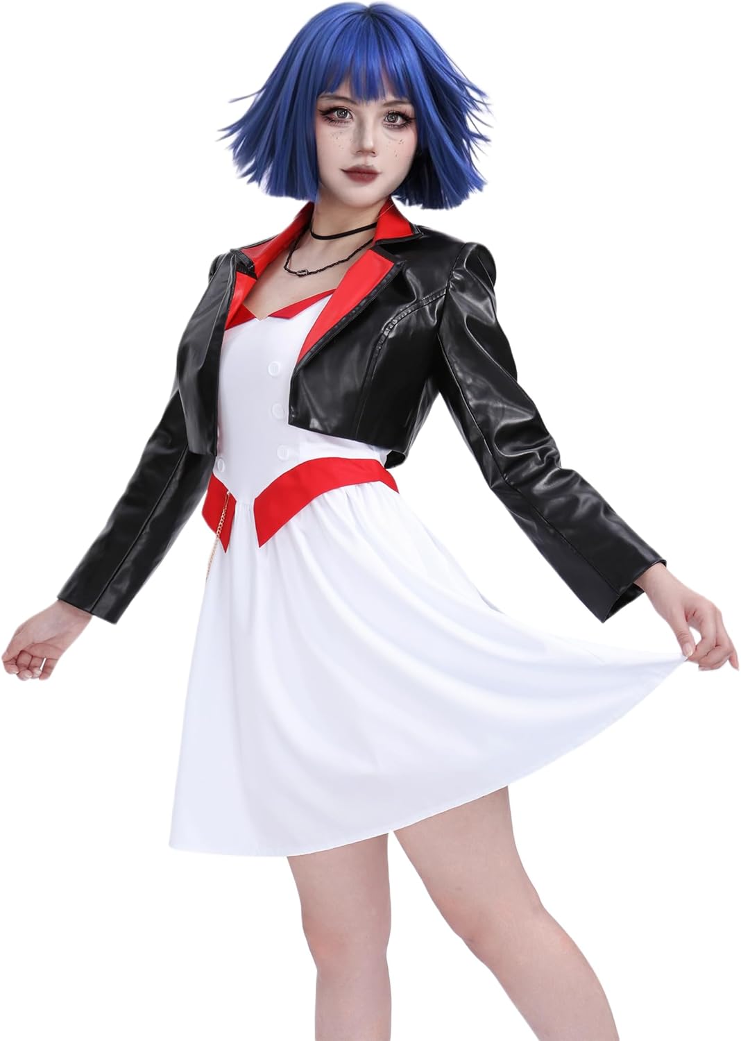 DAZCOS Women's Cosplay Anime Dance Costume Full Sets Outfit Black Jacket with Dress for Christmas Halloween Party - Image 5