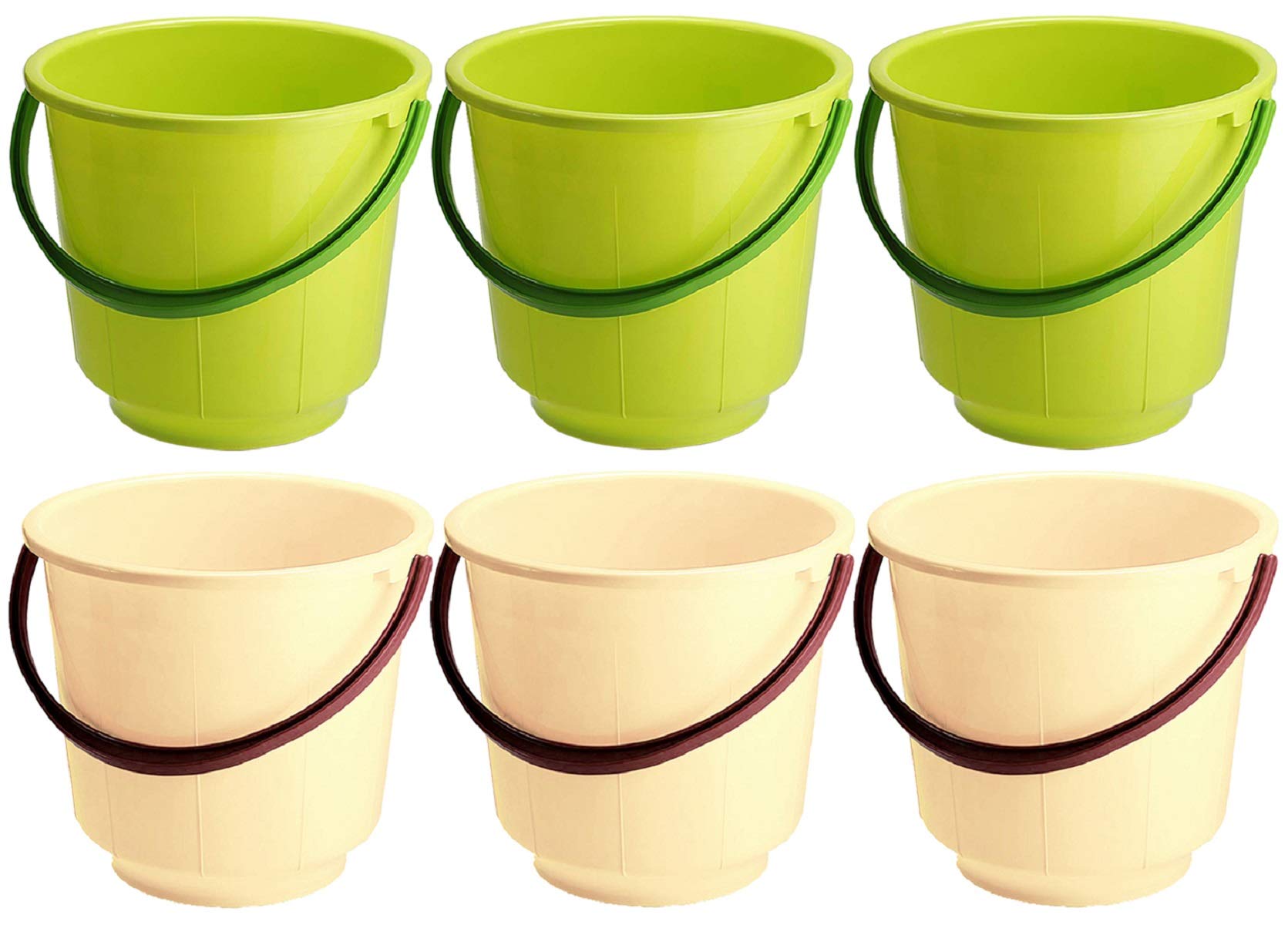 Kuber Industries Bucket for Bathroom|Unbreakable Plastic Bucket|Bathroom Bucket|Capicity 13 LTR|Pack of 6 (Green & Cream) (B08482QG2W) Amazon Price History, Amazon Price Tracker
