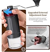 Vista 2 de Portable Coffee Grinder Conical Burr for Espresso French Press Pour Over Double Bearing External Adjustment Capacity 25g (Ceramic Burrs)