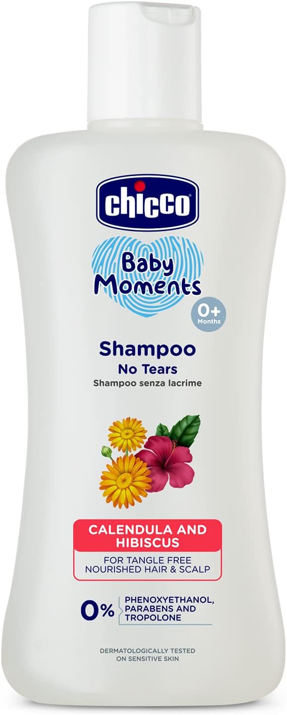 Chicco Baby Moments Shampoo for Tear-Free Bath Times, New Advanced Formula with Natural Ingredients, Suitable for Baby’s Tangle Free, Smooth Hair, No Phenoxyethanol and Parabens (100ml)