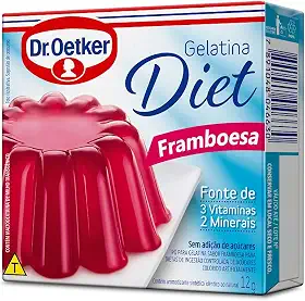 Dr. Oetker Gelatina em Pó Diet Sabor Framboesa, Sobremesa com Sabor e Consistência Deliciosa, Fácil de Fazer, 12g