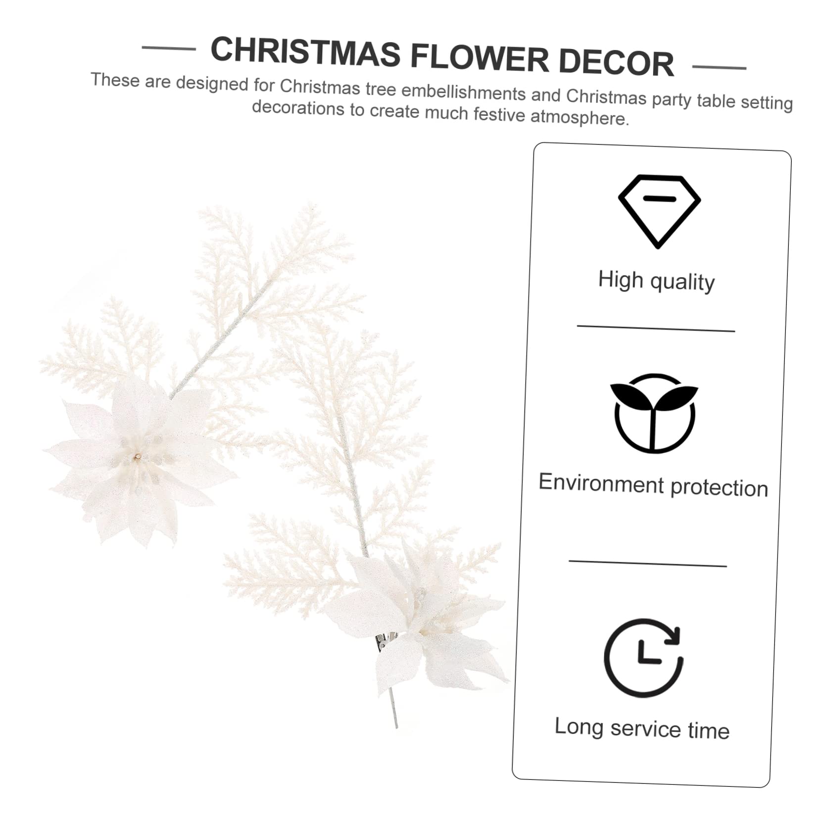 Kisangel 18 Piezas Flor De Navidad Flores En Arbol Cinta Navidad Árboles De Decoración Flores De Nochebuena Decorativas Falso Poinsettia Rociar Hojas De Helecho