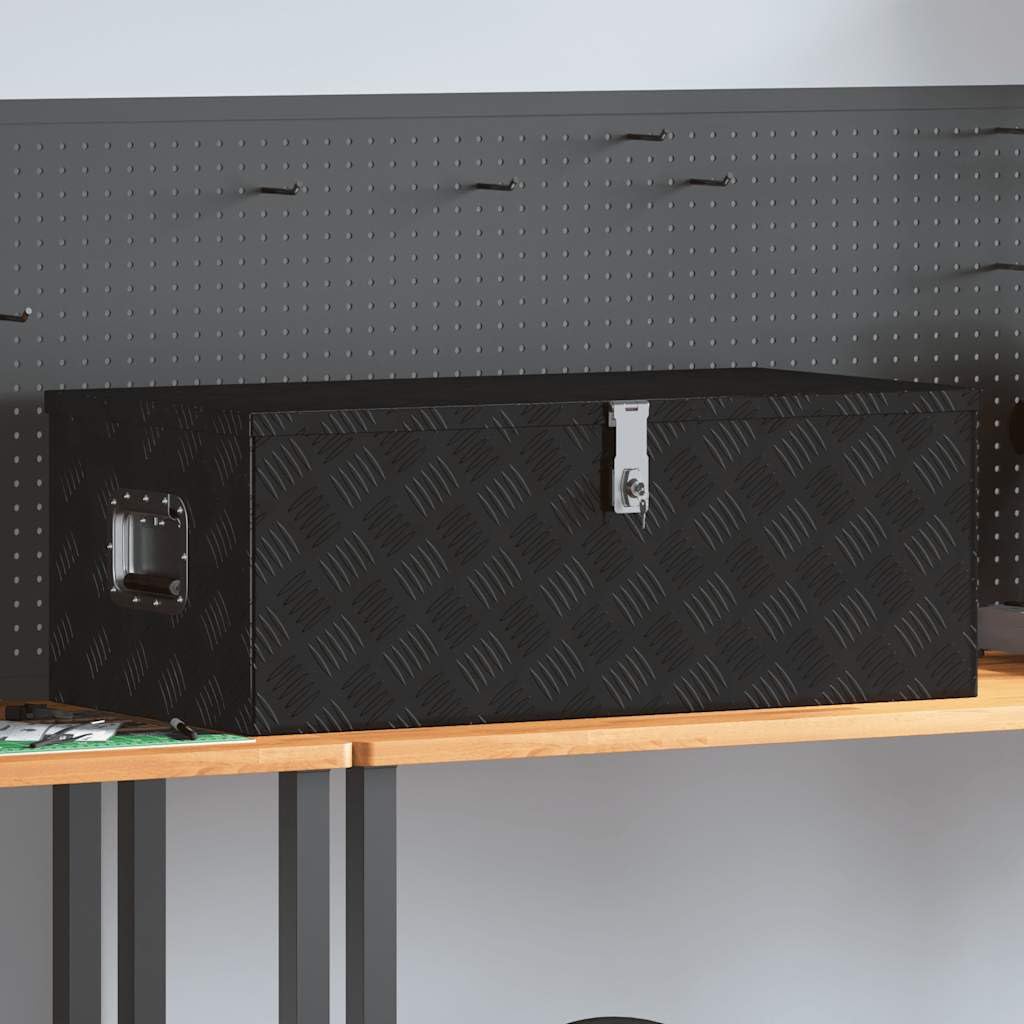 Genérico Caja de almacenaje de Aluminio Negro 90x47x33,5 cm,Bricolaje,Accesorios de Bricolaje,Organización y Almacenamiento de Herramientas,Cajas de herramientas-152255